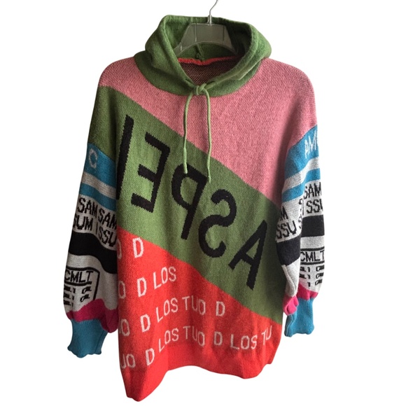 Graphic Sweater Hooded Dress in the Spirit of Moschino - Picture 1 of 4